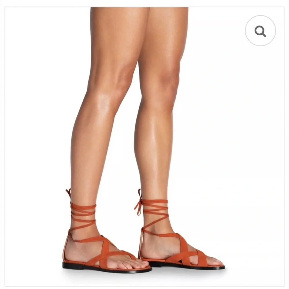 Tamara Mellon Geo 10 Suede Lace-Up Sandals – Orange – Size 39 (US 8.5) Worn Once